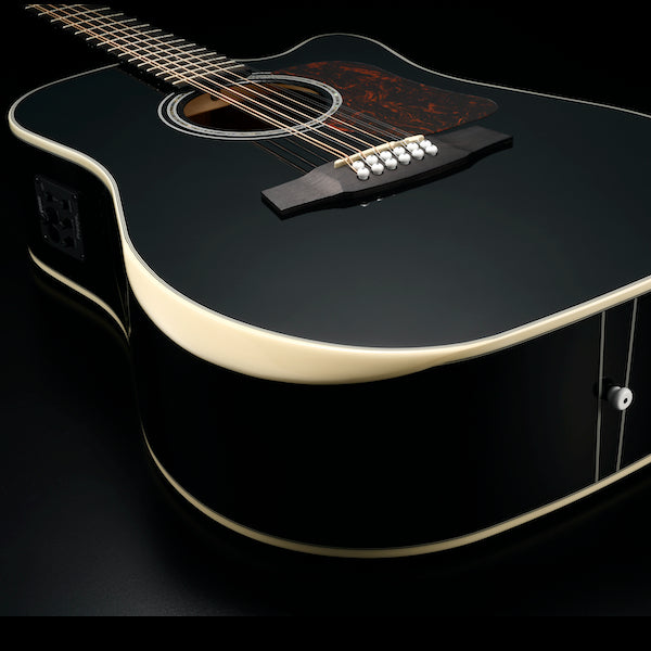 D642RCEB-G Natura Solid Sitka Top-Mahogany 12-String Armrest Dreadnought Acoustic Cutaway-Electric - Gloss Black