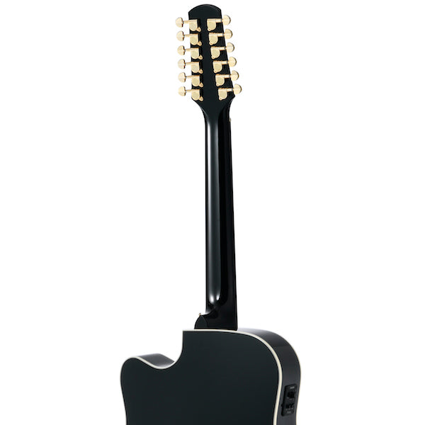 D642RCEB-G Natura Solid Sitka Top-Mahogany 12-String Armrest Dreadnought Acoustic Cutaway-Electric - Gloss Black