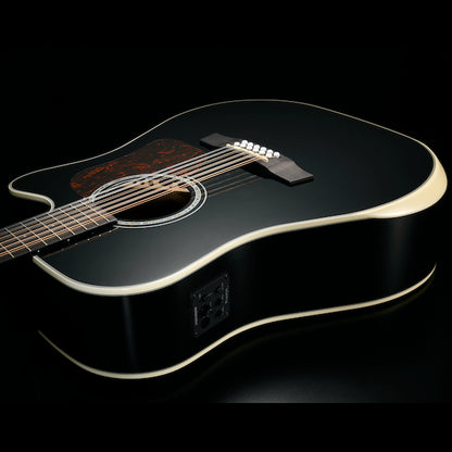 D642RCEB-G Natura Solid Sitka Top-Mahogany 12-String Armrest Dreadnought Acoustic Cutaway-Electric - Gloss Black